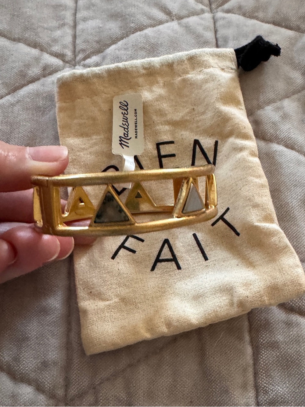 Madewell Gold Geometric Triangle Cuff Bracelet NWT Statement Jewelry